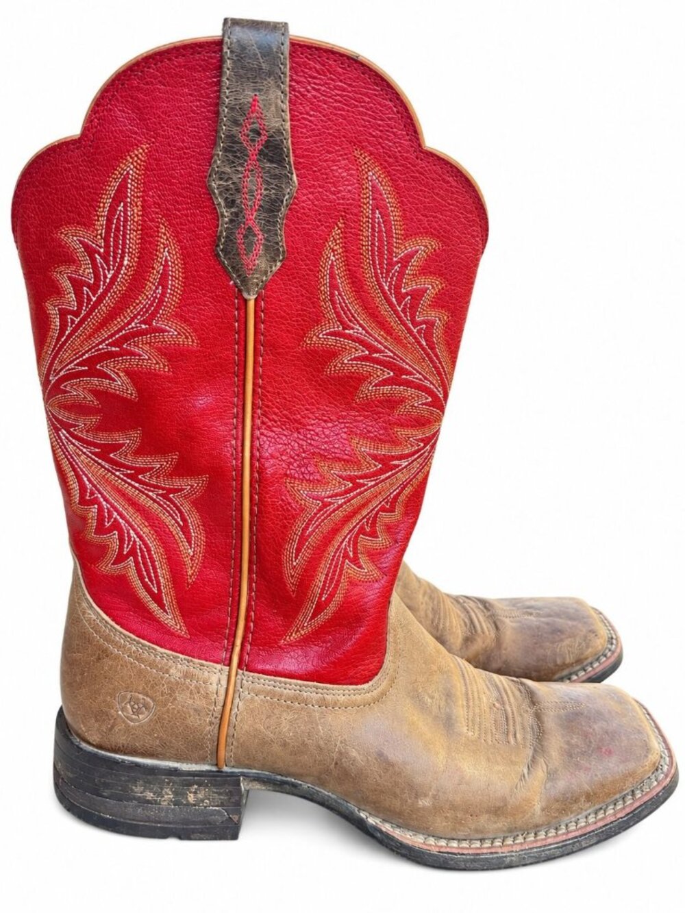 Ariat 10006837 Western Cowboy Boots Red Brown Leather Square Toe Women's 10B
